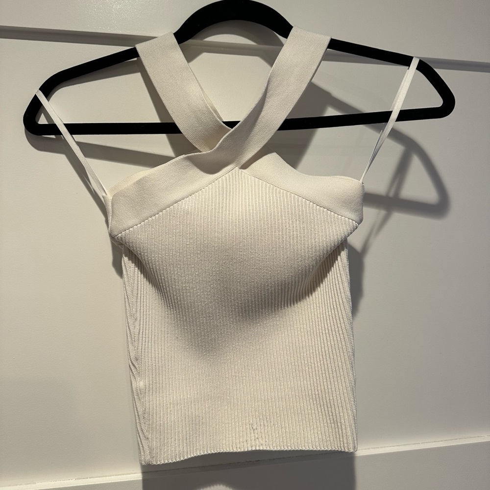 Babaton Cream Cross-Strap Tank Top